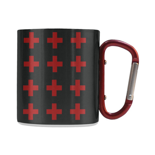 Punk Rock Red Crosses Pattern Classic Insulated Mug(10.3OZ)