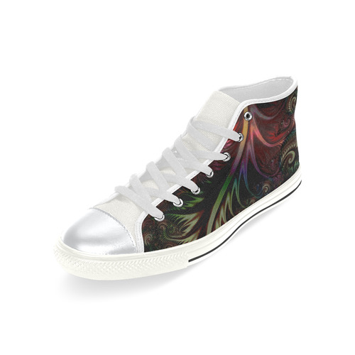 fractal pattern with dots and waves High Top Canvas Shoes for Kid (Model 017)