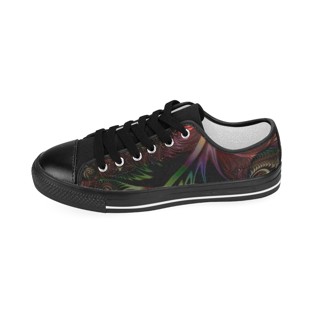 fractal pattern with dots and waves Men's Classic Canvas Shoes (Model 018)