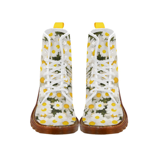 White Daisies Beautiful Floral Art Martin Boots For Women Model 1203H