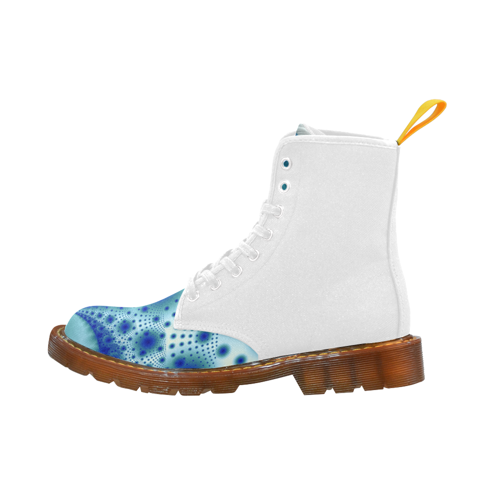 Floral spiral in soft blue on flowing fabric Martin Boots For Women Model 1203H
