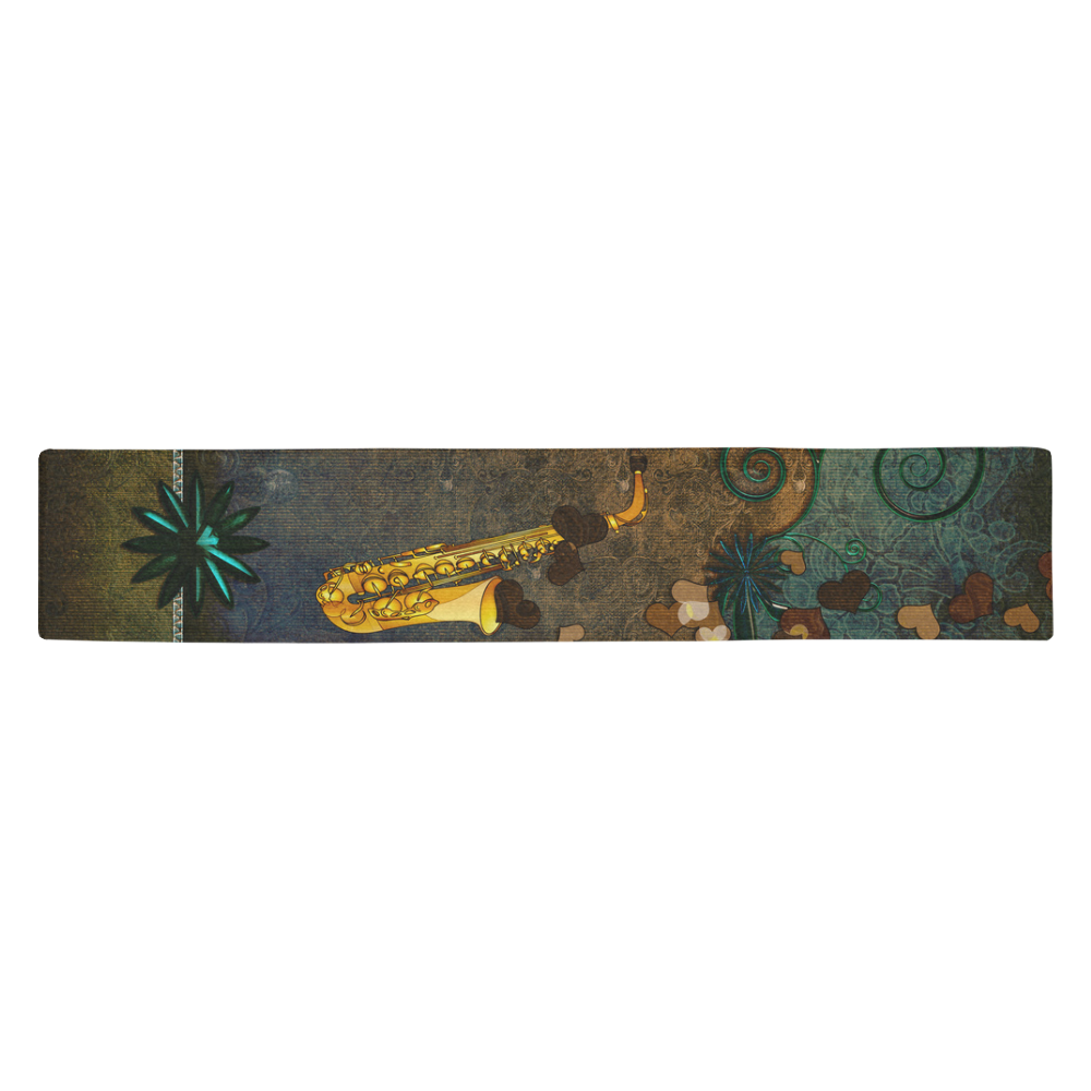 Music, saxophone, vintage Table Runner 14x72 inch