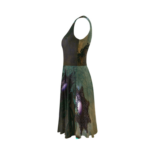 Dark vintage design Sleeveless Ice Skater Dress (D19)