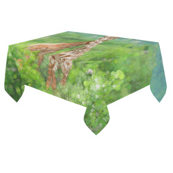 Two Giraffes In Forest Nature Art Cotton Linen Tablecloth 60"x 84"