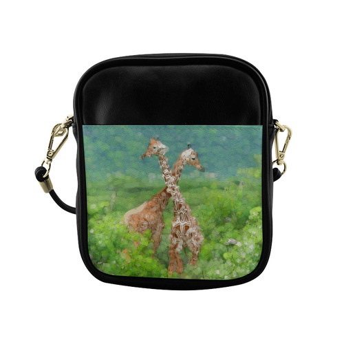 Two Giraffes In Forest Nature Art Sling Bag (Model 1627)