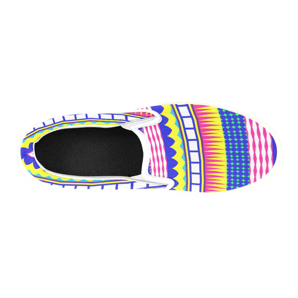 Rectangles waves and circles Slip-on Canvas Shoes for Kid (Model 019)