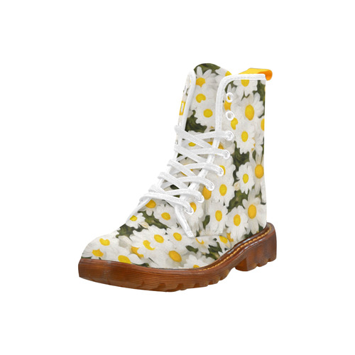 White Daisies Beautiful Floral Art Martin Boots For Women Model 1203H