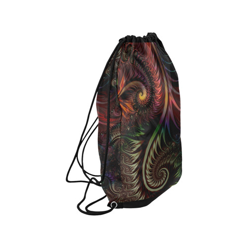 fractal pattern with dots and waves Small Drawstring Bag Model 1604 (Twin Sides) 11"(W) * 17.7"(H)