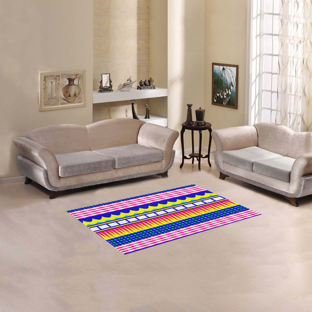 Rectangles waves and circles Area Rug 2'7"x 1'8‘’