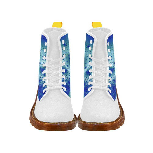 Floral spiral in soft blue on flowing Martin Boots For Women Model 1203H