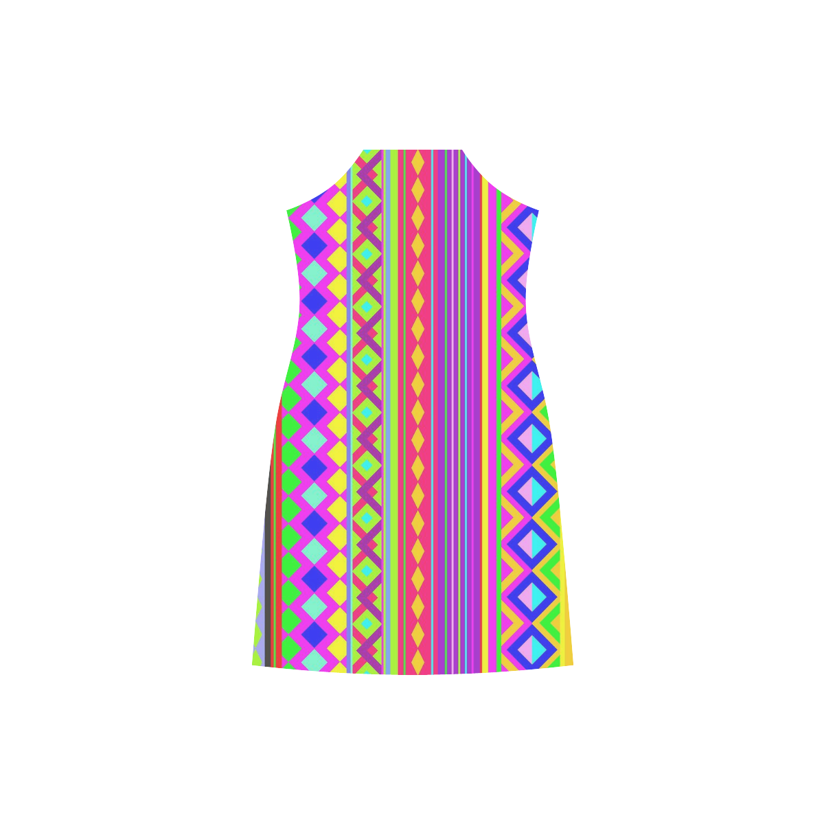 Aztec Psychedelic Chevron Pattern V-Neck Open Fork Long Dress(Model D18)
