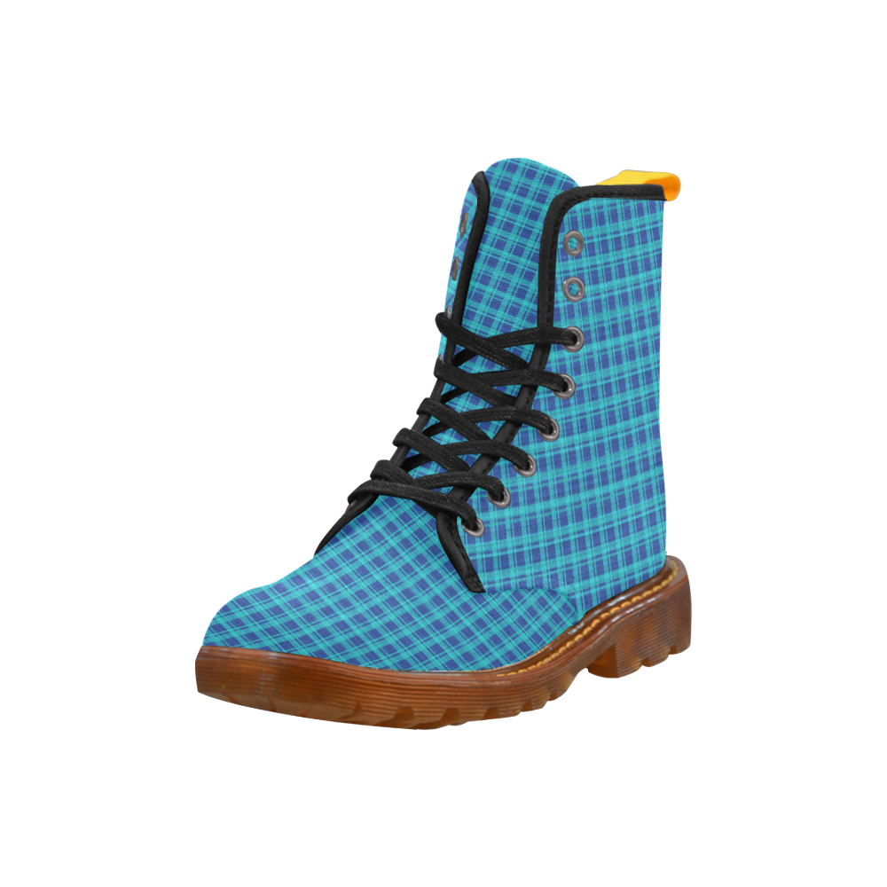 checkered Fabric blue by FeelGood Martin Boots For Men Model 1203H