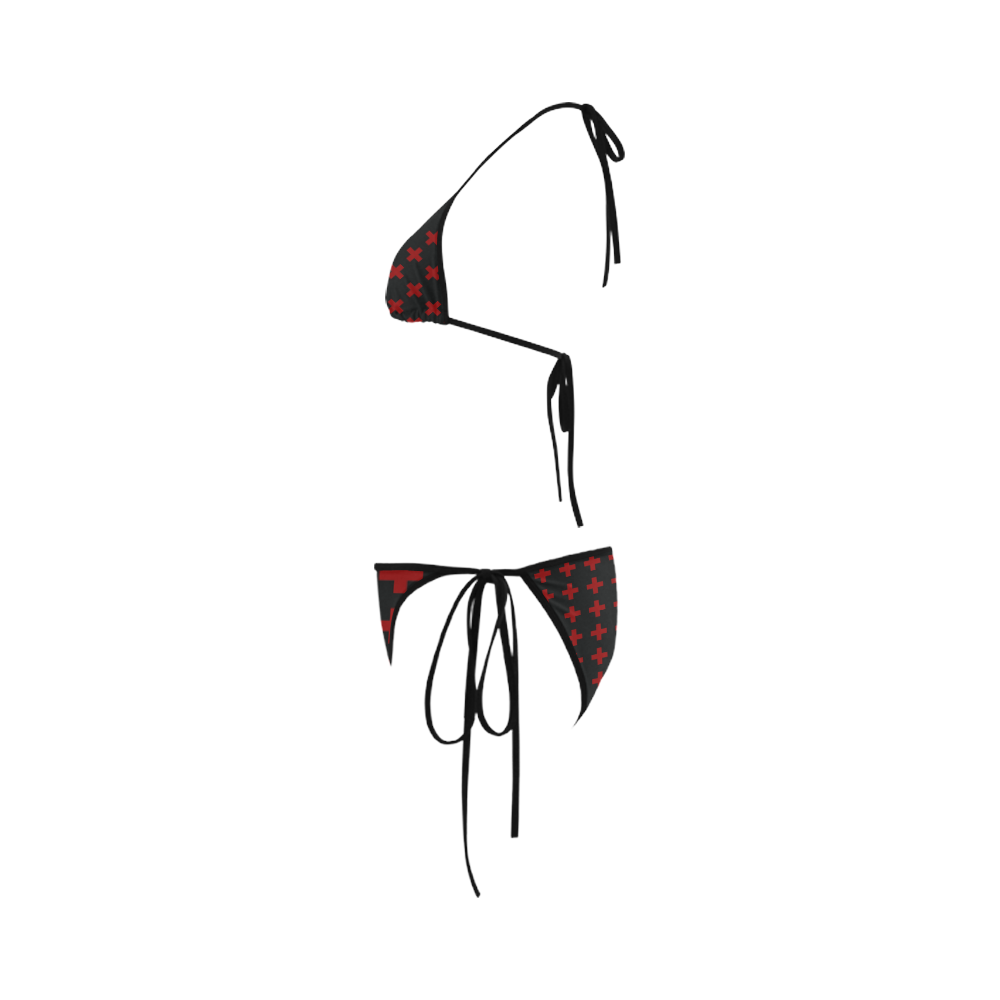 Punk Rock style Red Crosses Pattern Custom Bikini Swimsuit