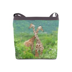 Two Giraffes In Forest Nature Art Crossbody Bags (Model 1613)