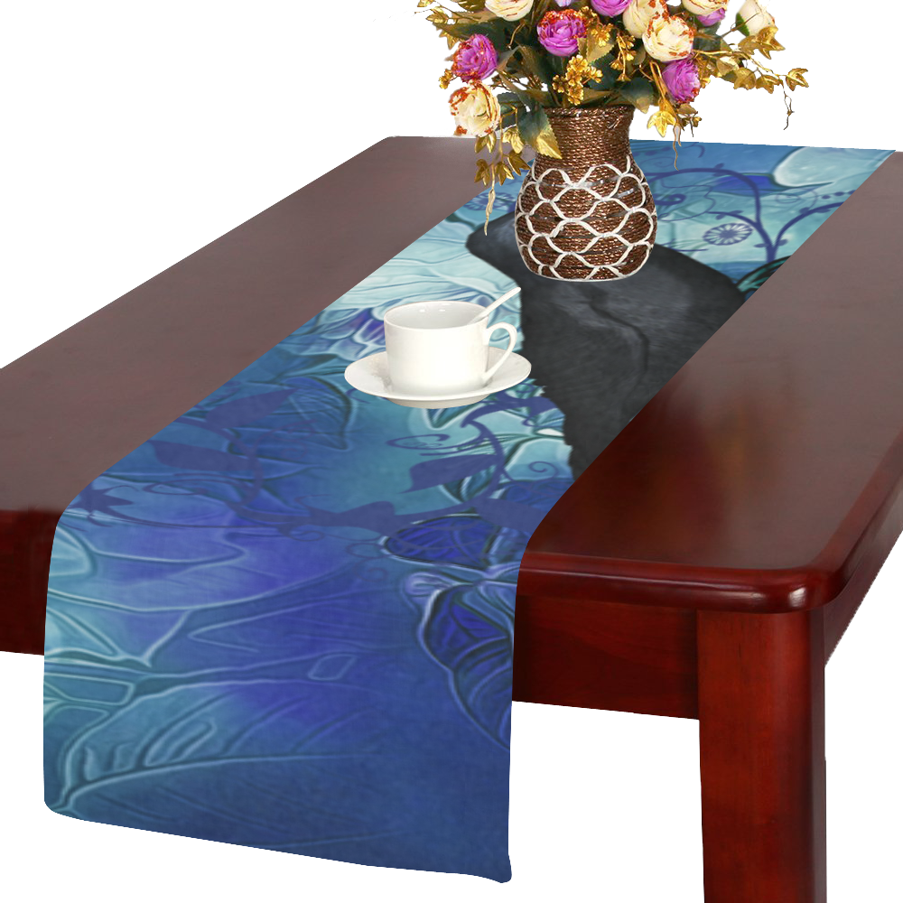 The crow with wonderful  flowers Table Runner 14x72 inch