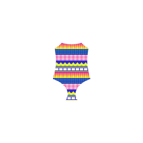 Rectangles waves and circles Strap Swimsuit ( Model S05)