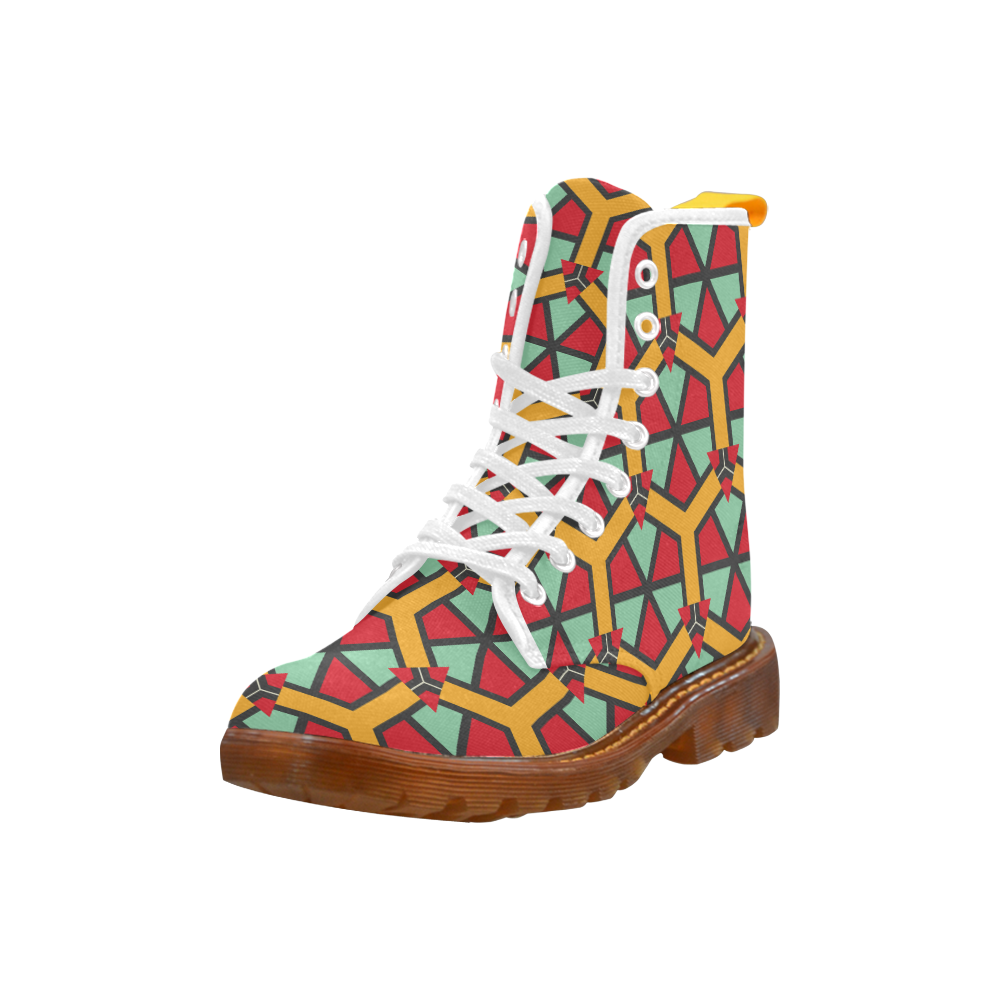 Honeycombs triangles and other shapes pattern Martin Boots For Women Model 1203H