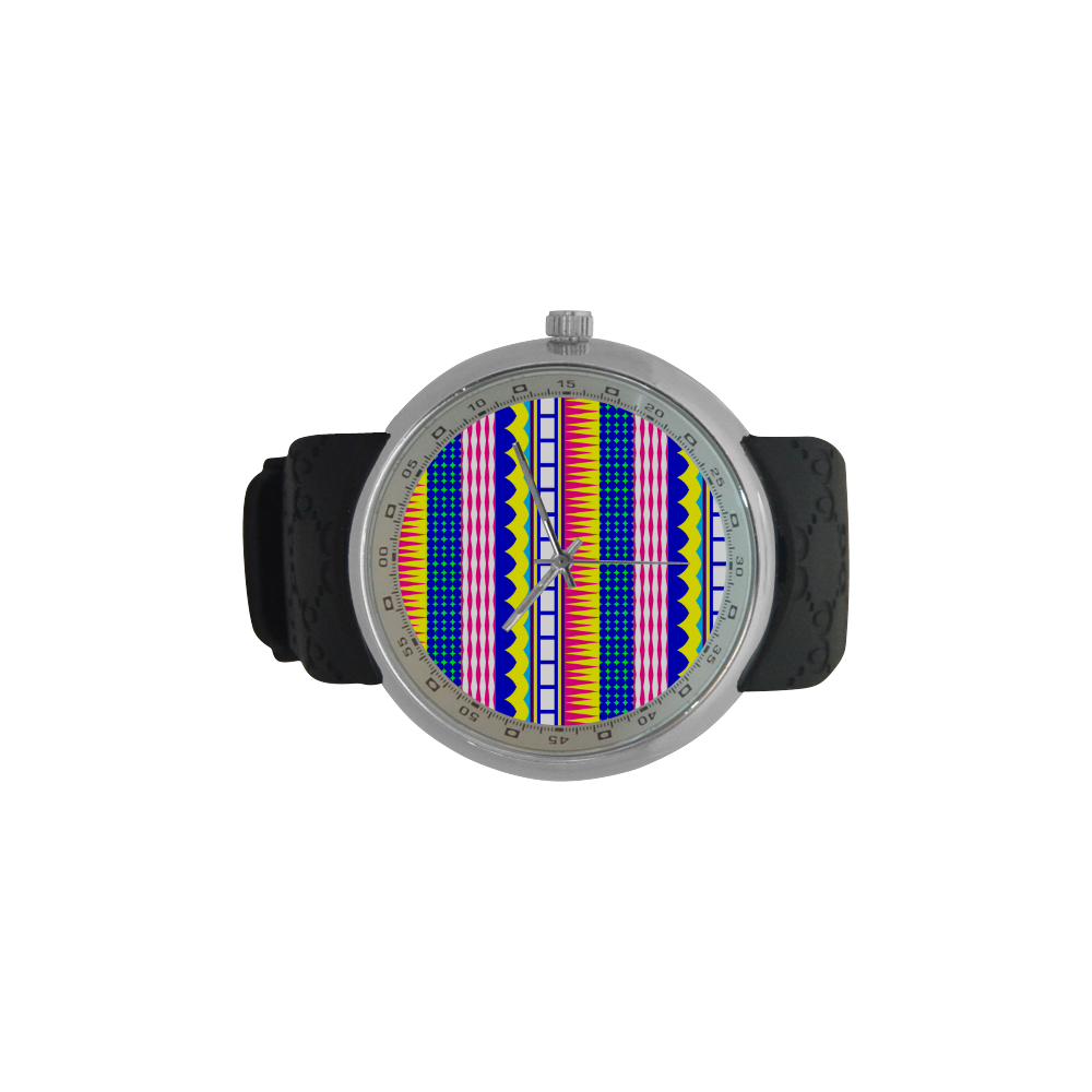 Rectangles waves and circles Men's Resin Strap Watch(Model 307)