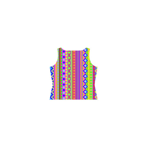 Aztec Psychedelic Chevron Pattern Sleeveless Splicing Shift Dress(Model D17)