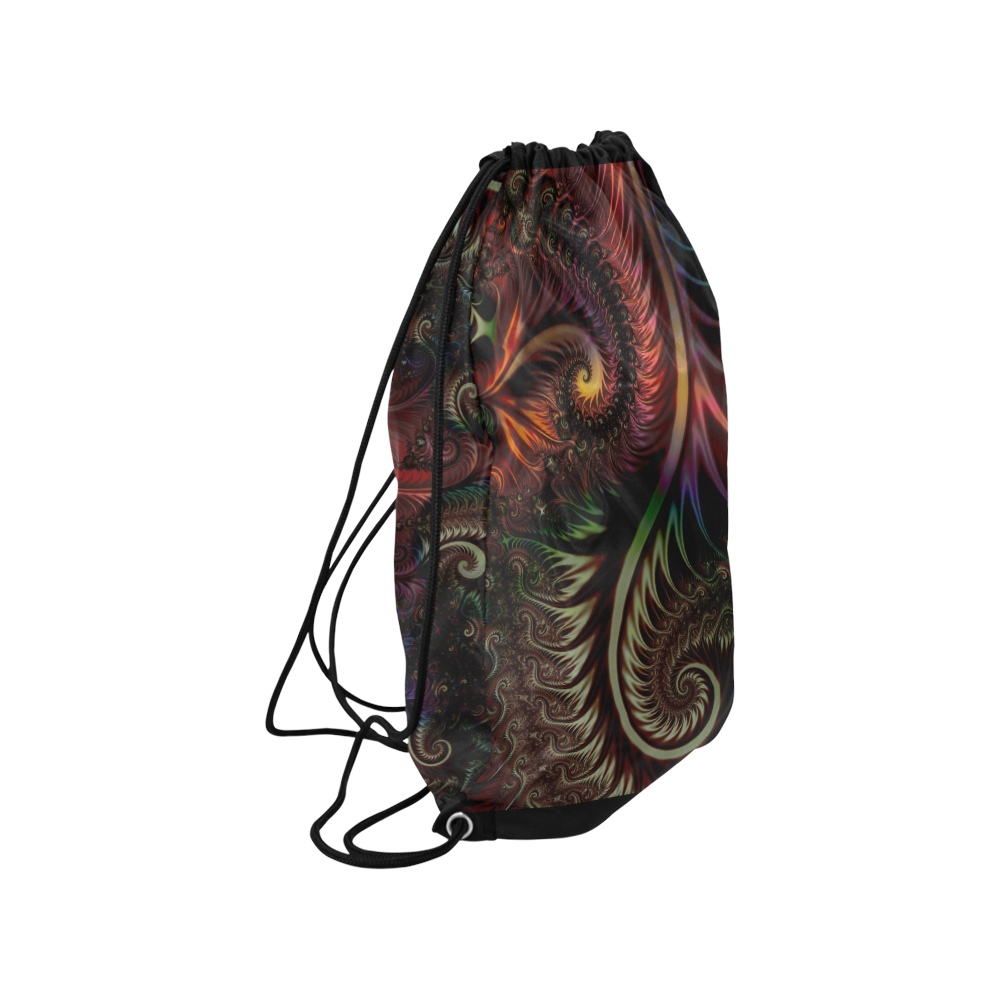 fractal pattern with dots and waves Medium Drawstring Bag Model 1604 (Twin Sides) 13.8"(W) * 18.1"(H)