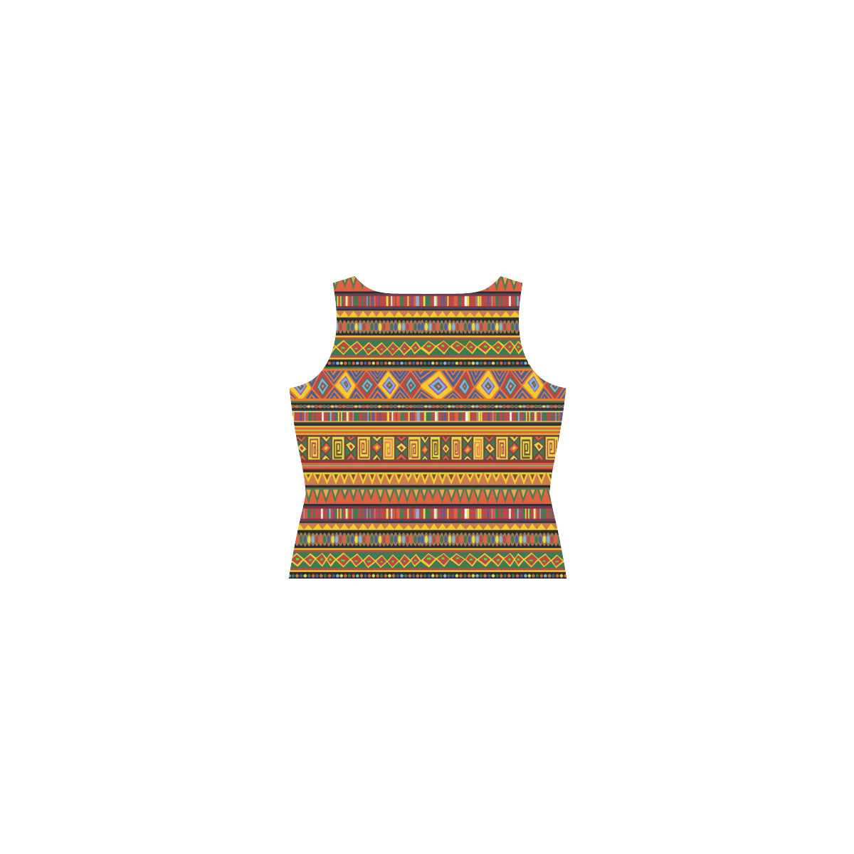 Ethnic Colorful Pattern Africa Art Sleeveless Splicing Shift Dress(Model D17)