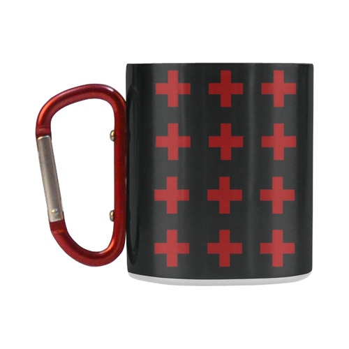 Punk Rock Red Crosses Pattern Classic Insulated Mug(10.3OZ)