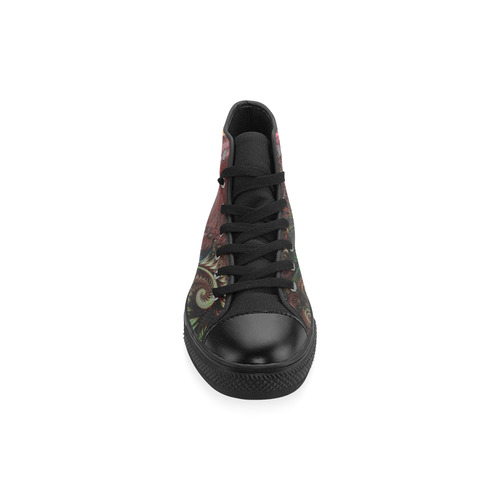 fractal pattern with dots and waves Men’s Classic High Top Canvas Shoes /Large Size (Model 017)