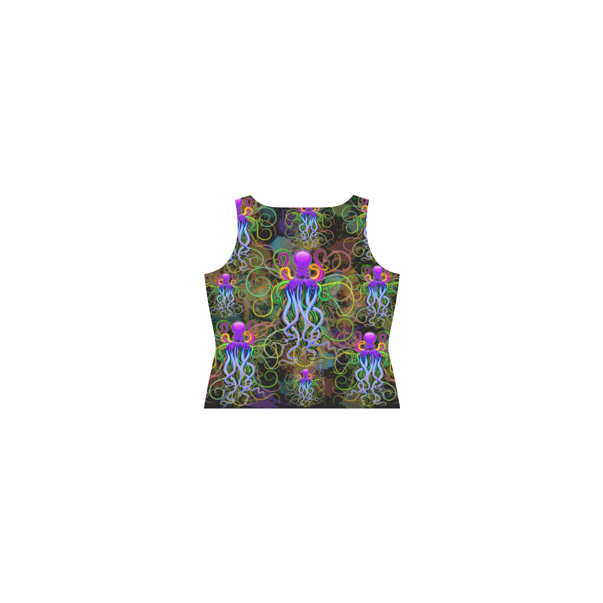 Octopus Psychedelic Luminescence Sleeveless Splicing Shift Dress(Model D17)