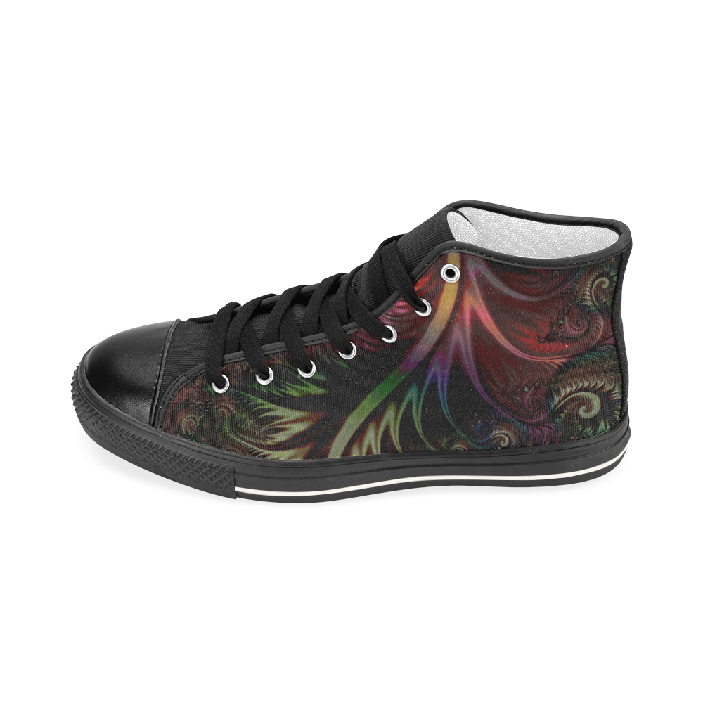 fractal pattern with dots and waves Men’s Classic High Top Canvas Shoes (Model 017)