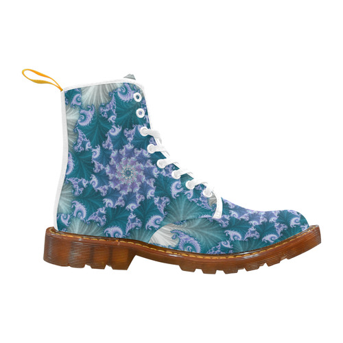 Floral spiral in soft blue on flowing fabric Martin Boots For Women Model 1203H