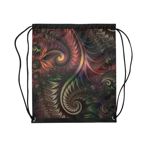 fractal pattern with dots and waves Large Drawstring Bag Model 1604 (Twin Sides)  16.5"(W) * 19.3"(H)