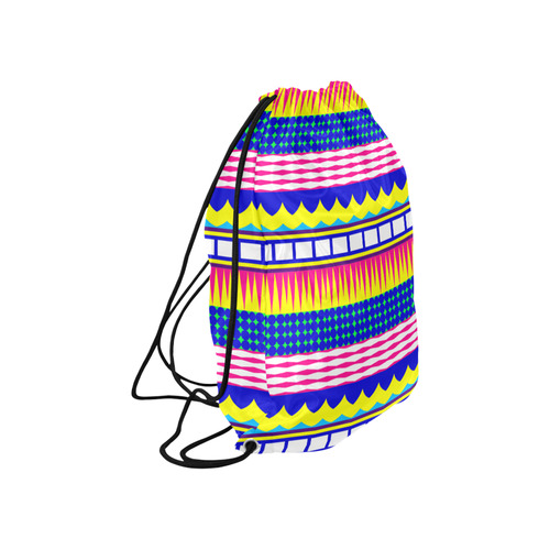 Rectangles waves and circles Large Drawstring Bag Model 1604 (Twin Sides)  16.5"(W) * 19.3"(H)