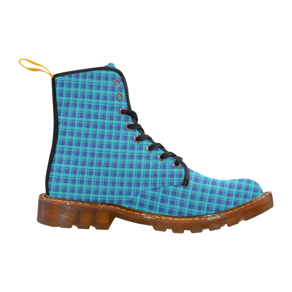 checkered Fabric blue by FeelGood Martin Boots For Men Model 1203H