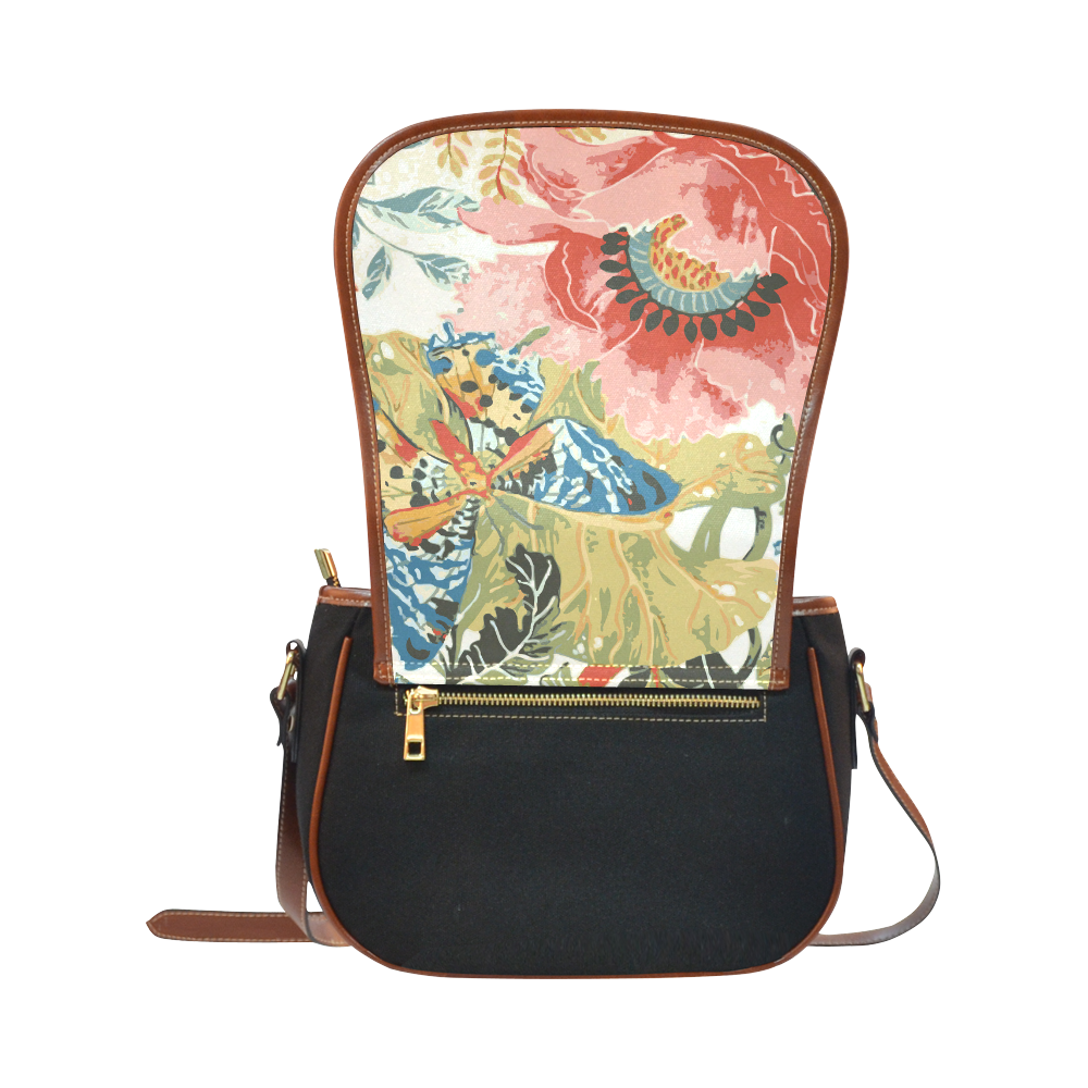 Flower Butterfly Nature Fine Art Saddle Bag/Small (Model 1649)(Flap Customization)