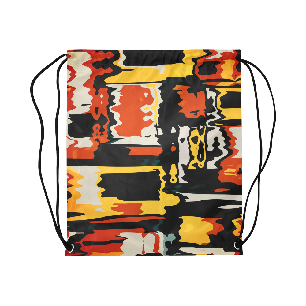 Distorted shapes in retro colors Large Drawstring Bag Model 1604 (Twin Sides)  16.5"(W) * 19.3"(H)