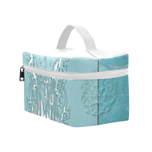 Soft blue decorative design Cosmetic Bag/Large (Model 1658)