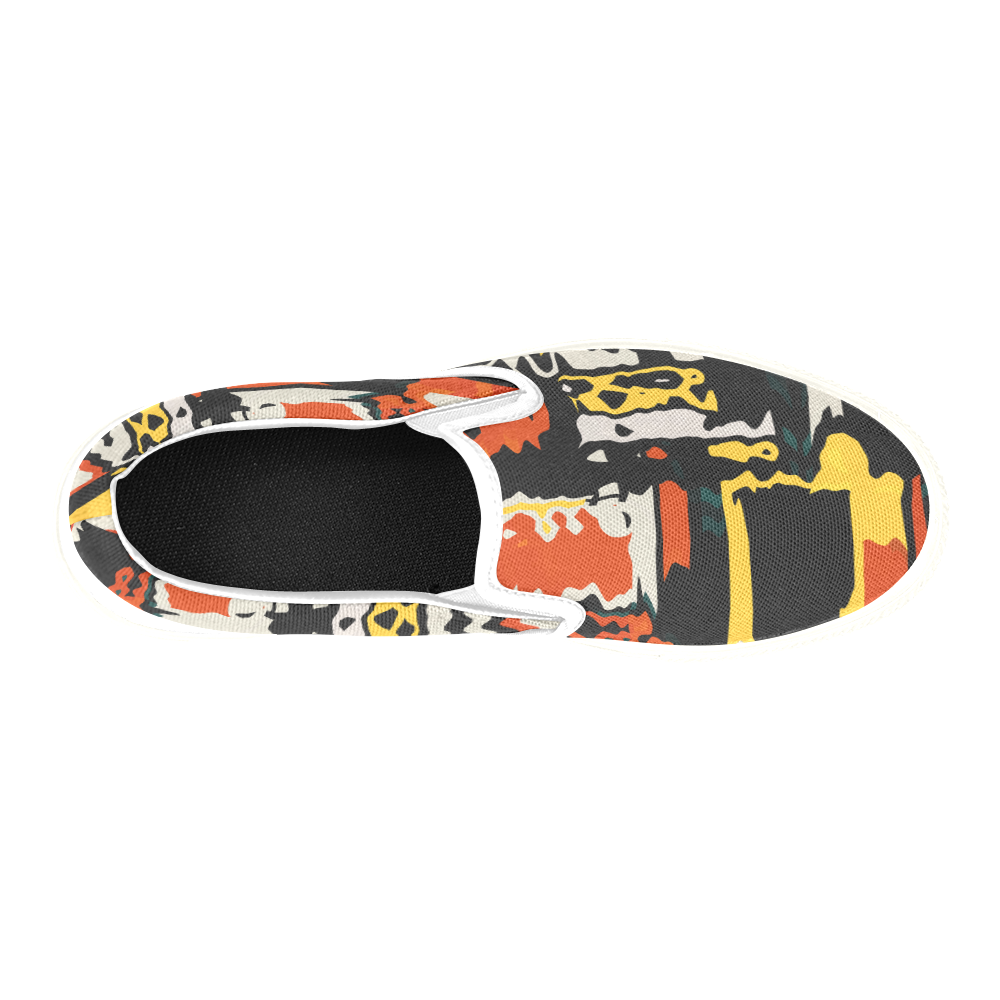 Distorted shapes in retro colors Slip-on Canvas Shoes for Kid (Model 019)