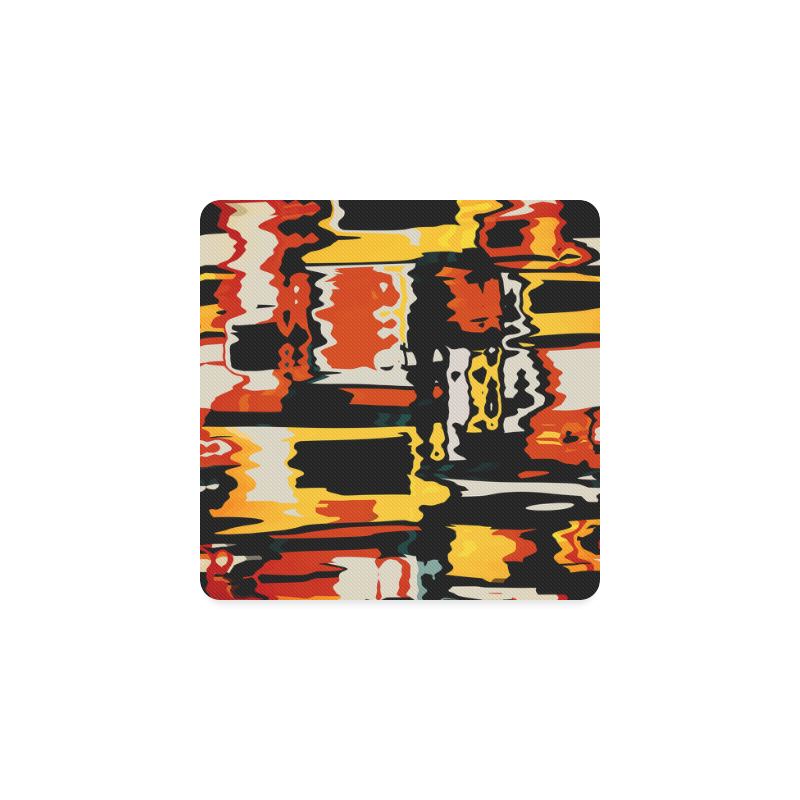 Distorted shapes in retro colors Square Coaster