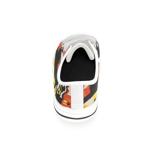 Distorted shapes in retro colors Low Top Canvas Shoes for Kid (Model 018)