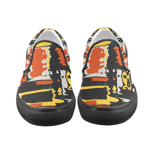 Distorted shapes in retro colors Men's Unusual Slip-on Canvas Shoes (Model 019)