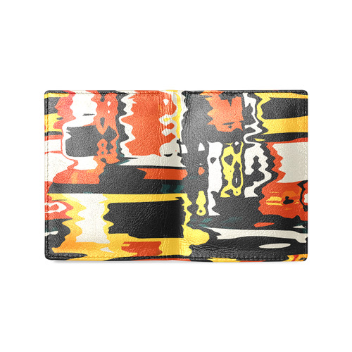 Distorted shapes in retro colors Men's Leather Wallet (Model 1612)