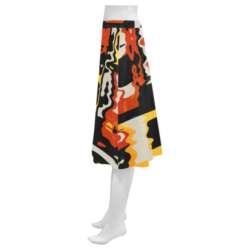 Distorted shapes in retro colors Mnemosyne Women's Crepe Skirt (Model D16)