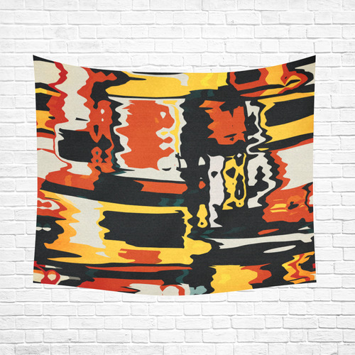 Distorted shapes in retro colors Cotton Linen Wall Tapestry 60"x 51"
