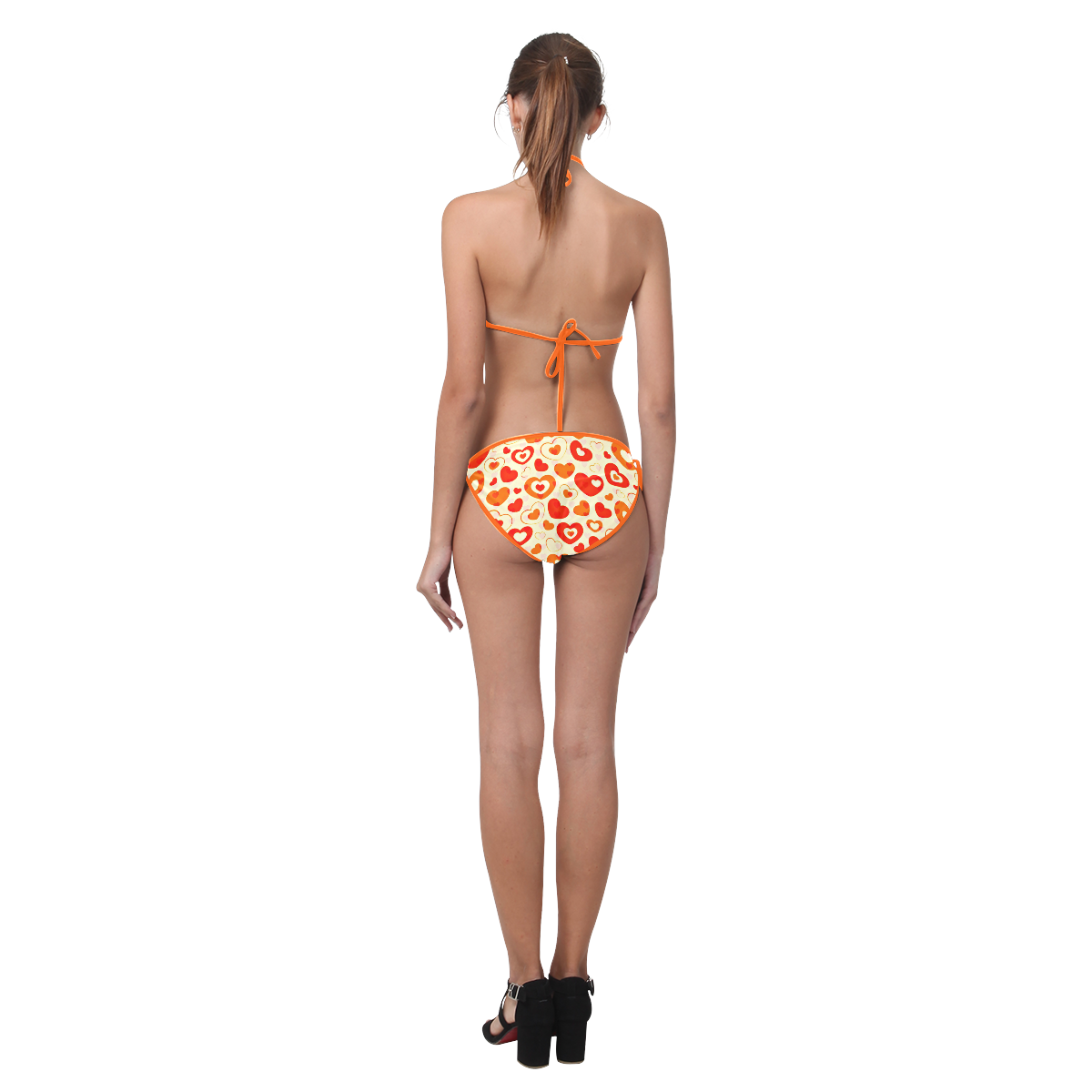 Orange Hearts Custom Bikini Swimsuit (Model S01)