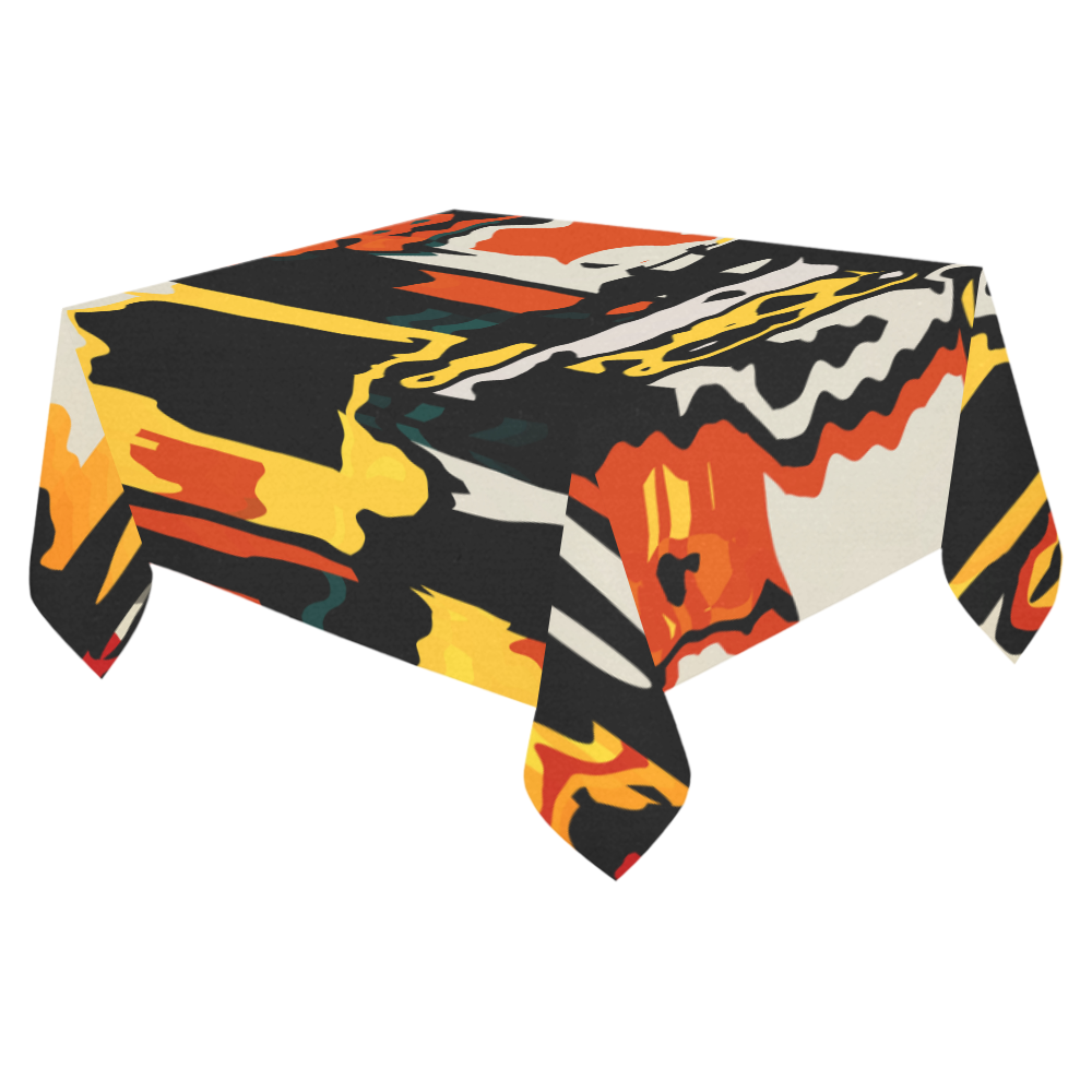 Distorted shapes in retro colors Cotton Linen Tablecloth 52"x 70"