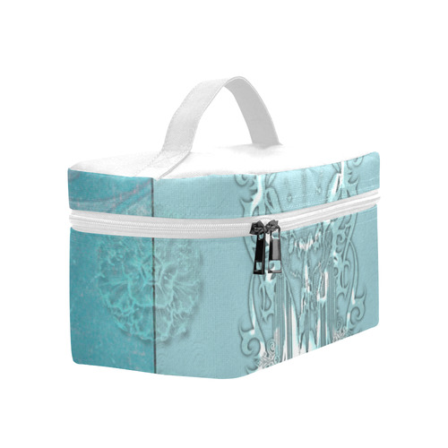 Soft blue decorative design Cosmetic Bag/Large (Model 1658)