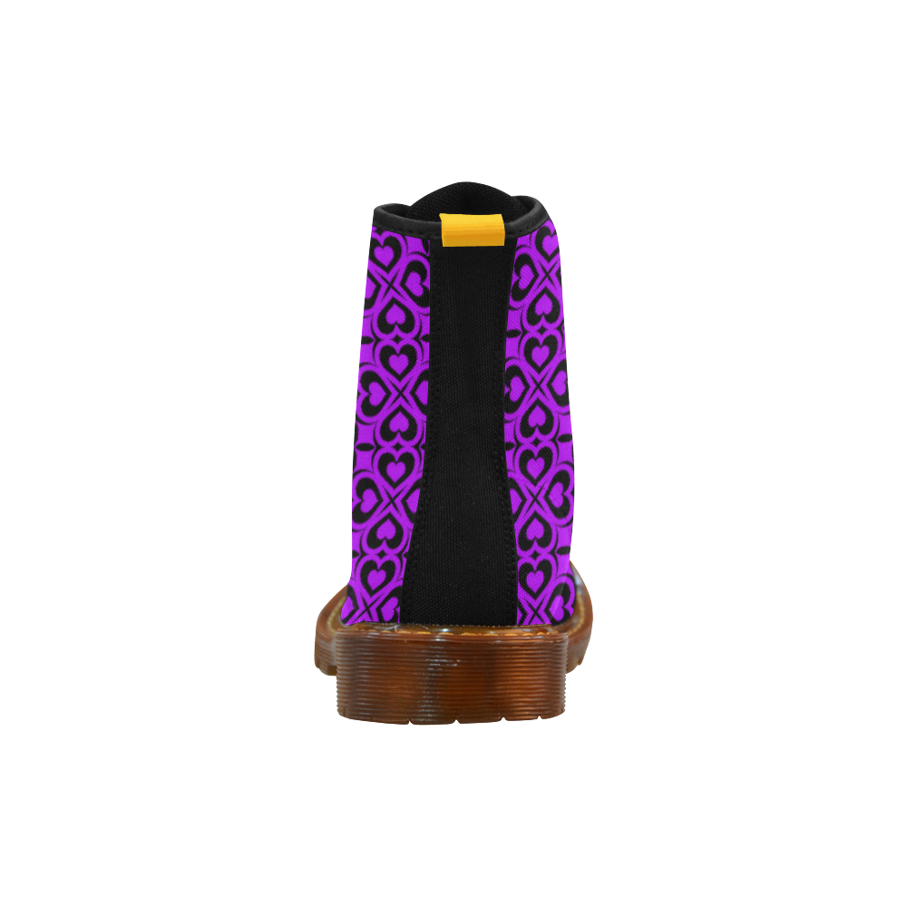 Purple Black Heart Lattice Martin Boots For Women Model 1203H