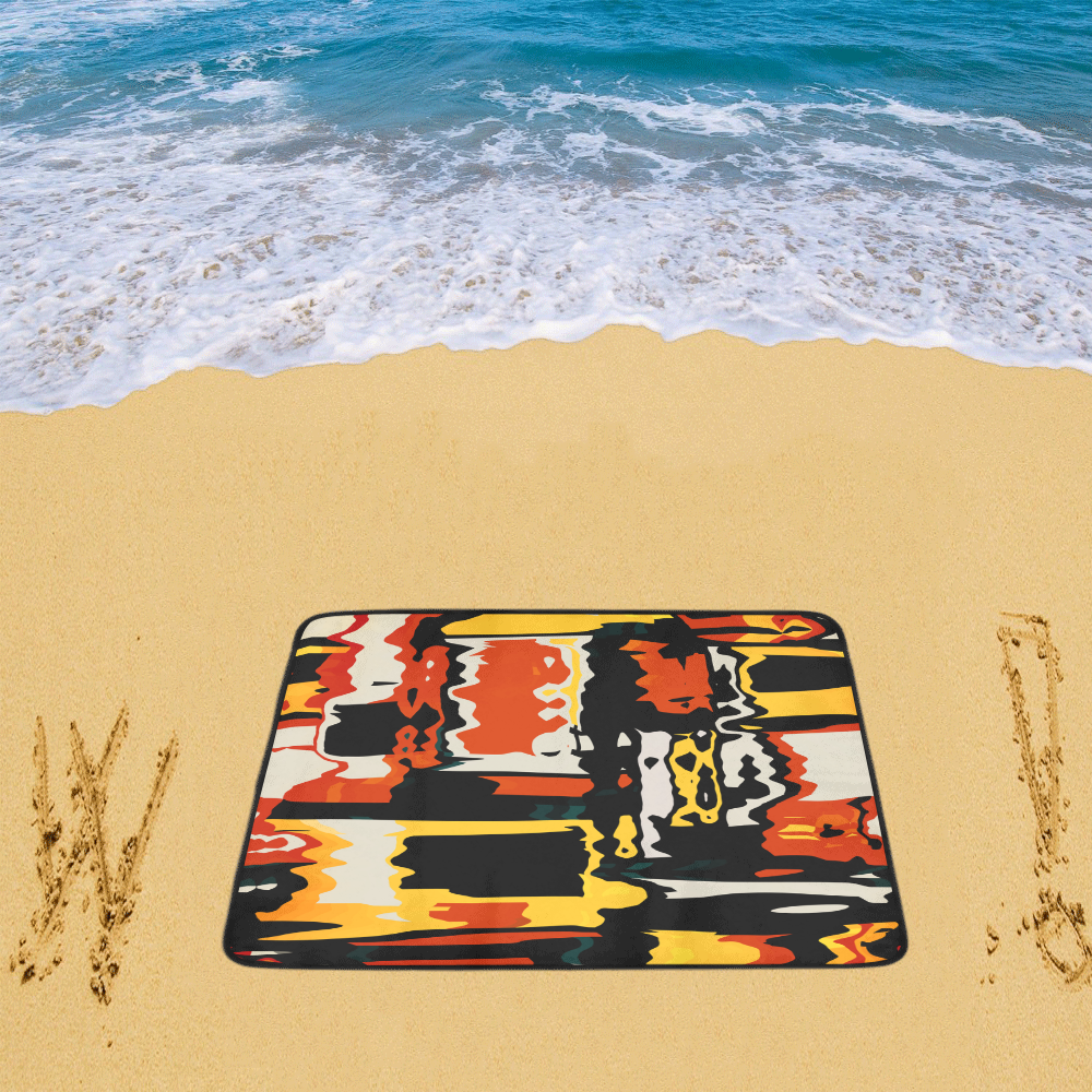 Distorted shapes in retro colors Beach Mat 78"x 60"