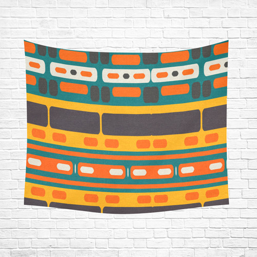 Rectangles in retro colors texture Cotton Linen Wall Tapestry 60"x 51"