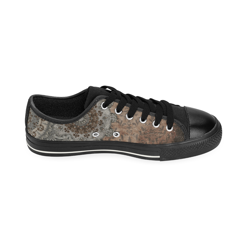 Elegant grey brown vintage mandalas Canvas Women's Shoes/Large Size (Model 018)